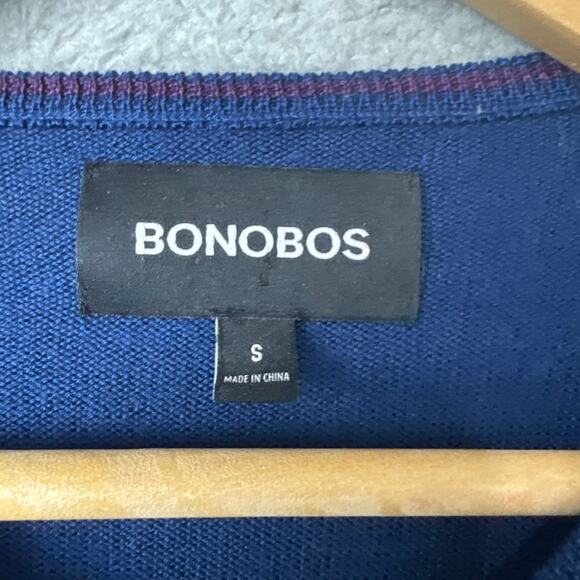 Bonobos Men's Extra Fine Merino Wool Sweater V-Neck Layering Dark Blue  S NWOT - Picture 7 of 8